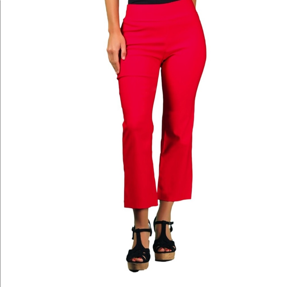 Ally NYC Red Techno Bootcut Capri Pants size 14